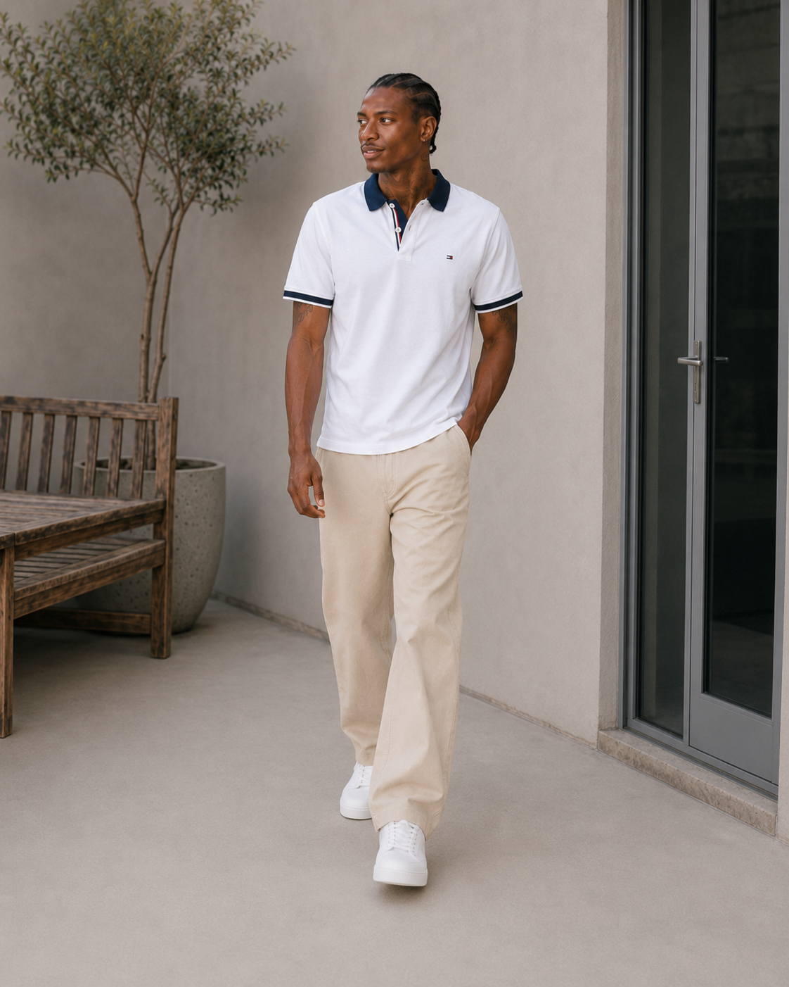 Tommy Hilfiger Men's Sanders Polo Custom Fit T-Shirt Bright White 78A6535 112
