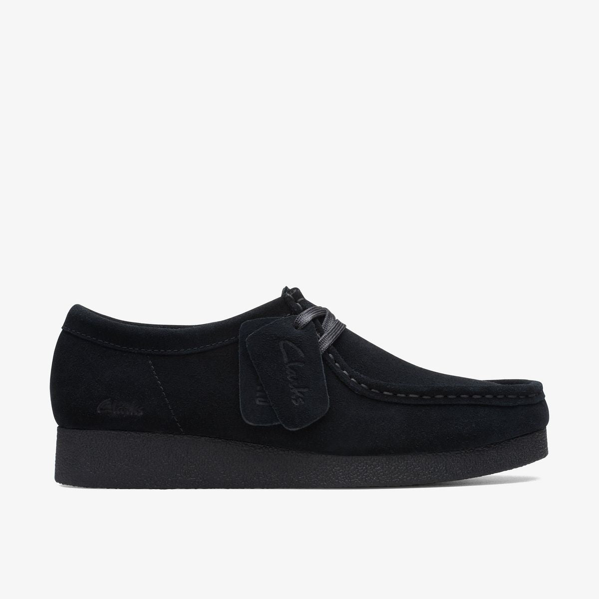 Clarks Originals Women's Wallabee EVO Shoe Black Suede 26174746 - side profile