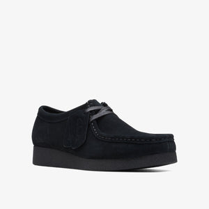 Clarks Originals Women's Wallabee EVO Shoe Black Suede 26174746 - three-quarter angle