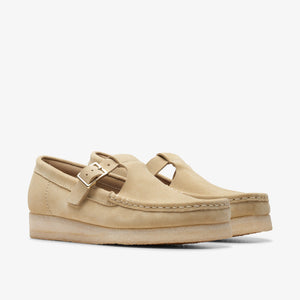 Clarks Originals Wallabee T-Bar Maple Suede women's shoe front angle