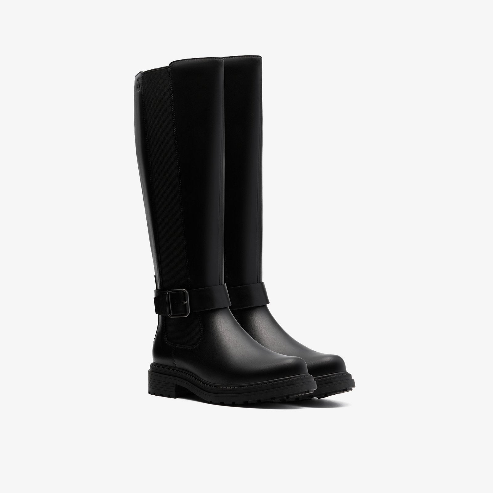 Clarks Orinoco3 Tall Black Leather women's boot rear view