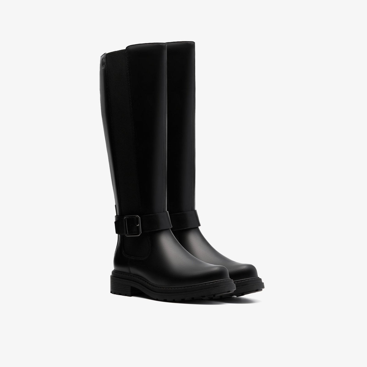Clarks Orinoco3 Tall Black Leather women's boot rear view