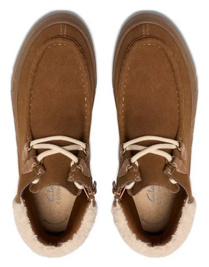 Clarks Women's Mykah Izzy Dark Tan suede ankle boot side view