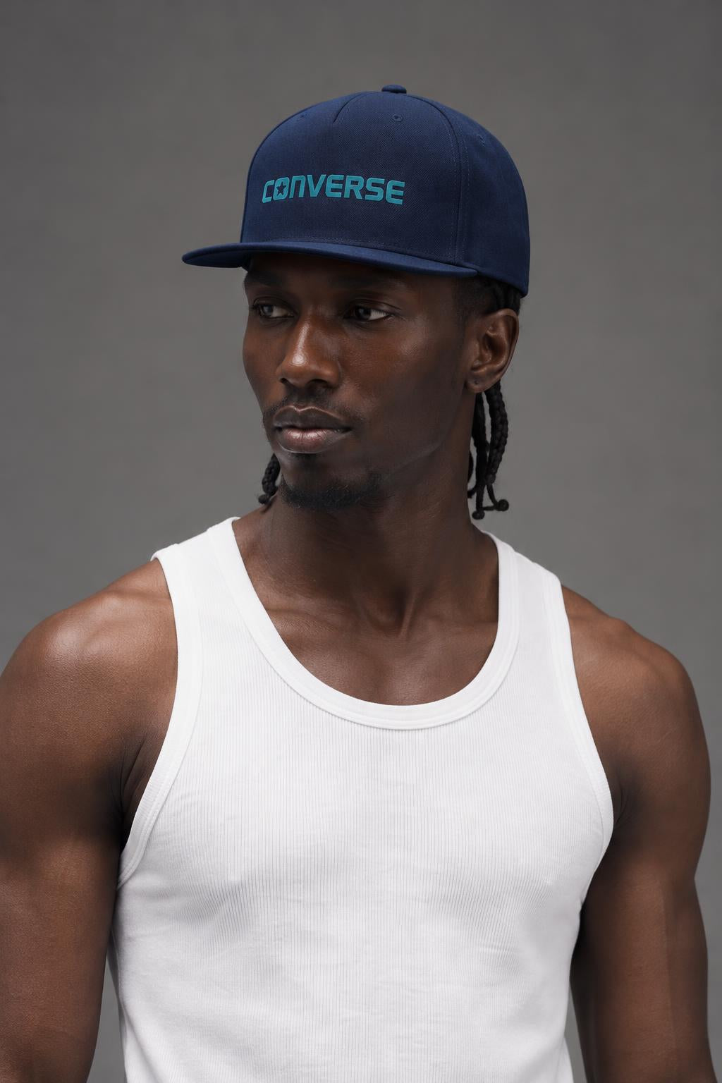 CONVERSE Rubber Tpu Snapback Baseball Cap CON NAVY CON219 AI model photo
