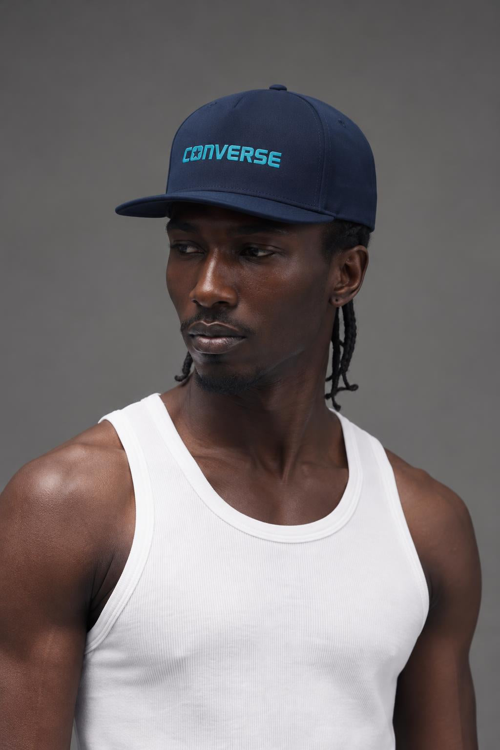 CONVERSE Rubber Tpu Snapback Baseball Cap CON NAVY CON219 AI model photo