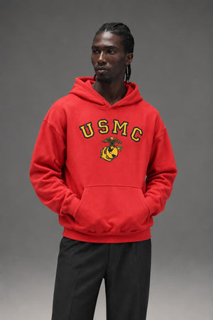 Rothco  USMC Eagle, Globe & Anchor Pullover Hooded Sweatshirt Red 92220 92221 AI model photo