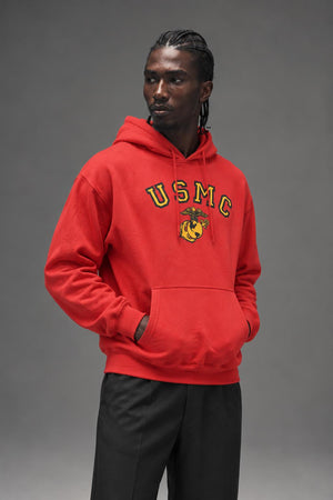Rothco  USMC Eagle, Globe & Anchor Pullover Hooded Sweatshirt Red 92220 92221 AI model photo