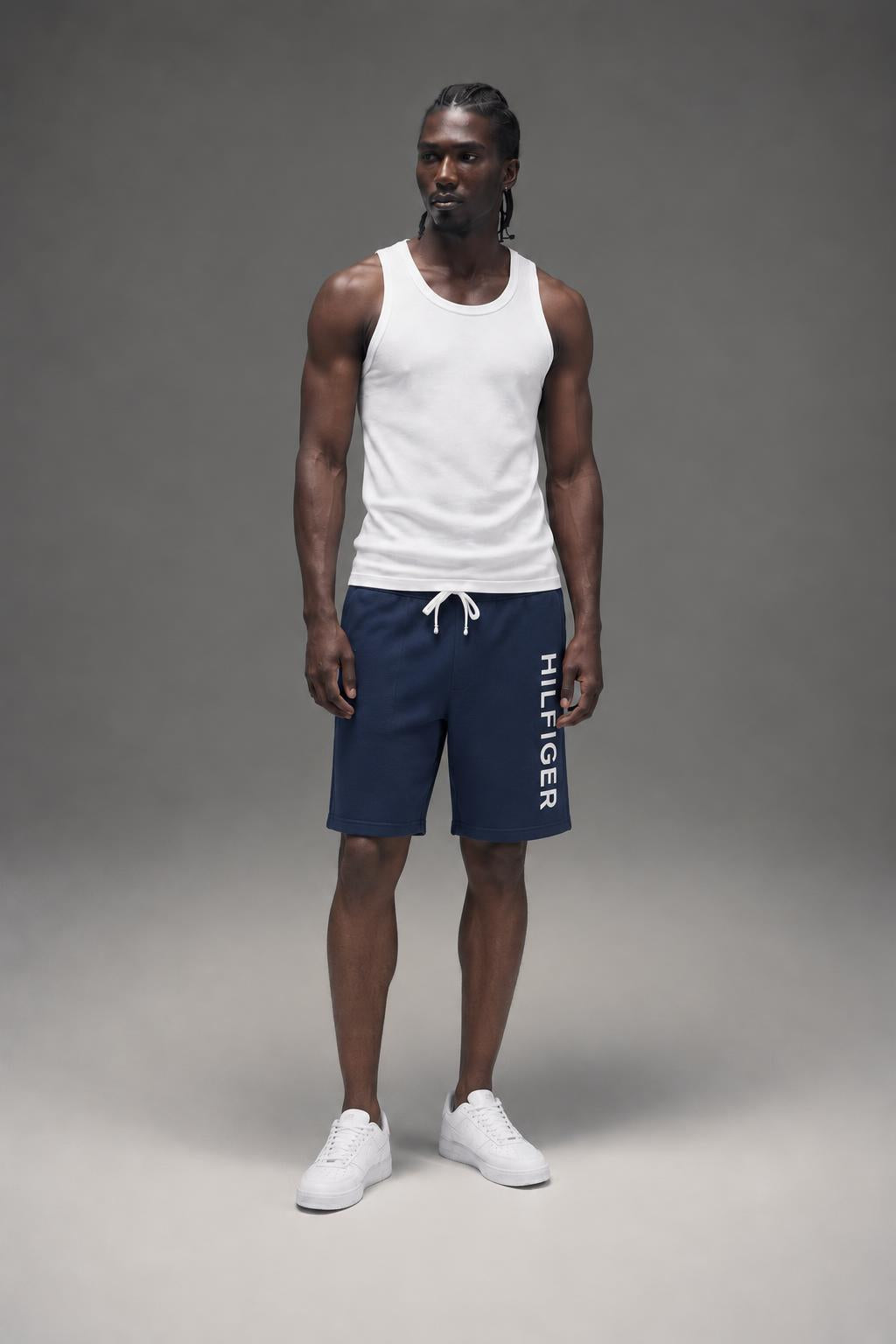Tommy Hilfiger Men's French Terry Lounge Short Dark Navy 09T3780 410 AI model photo