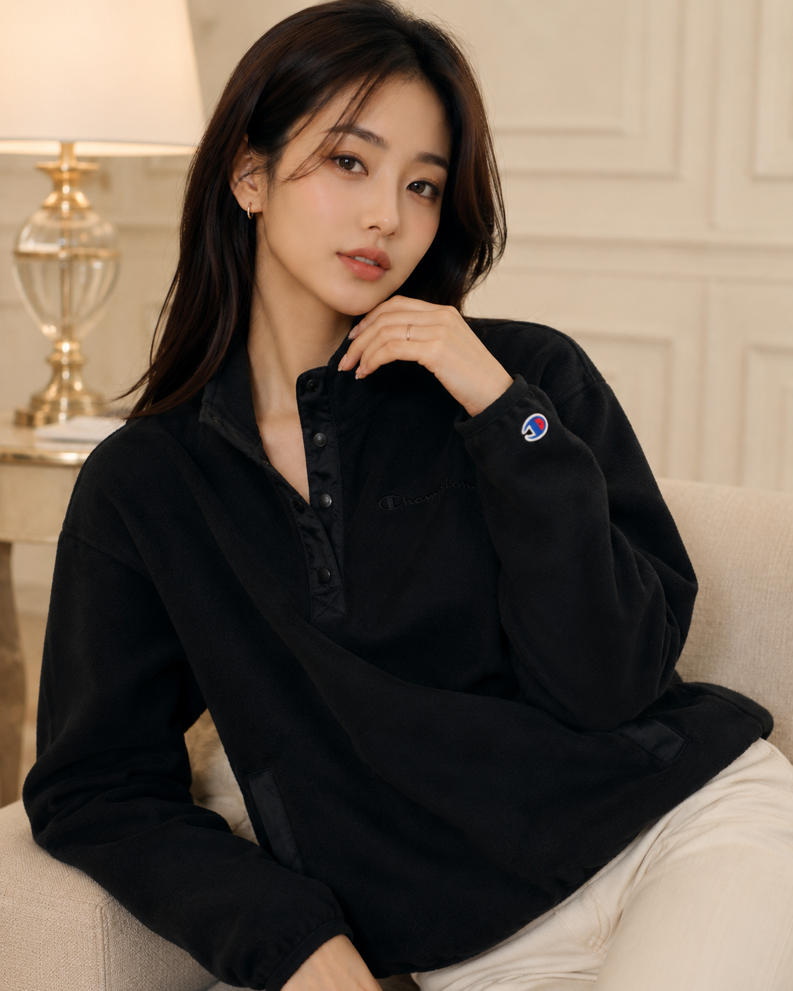 Champion Women's Explorer Fleece Snap Pullover Black W4662 586PZA 001