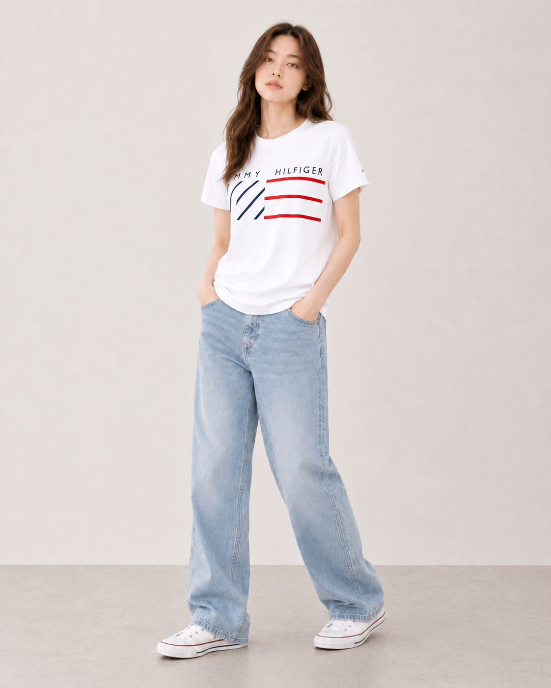 Tommy Hilfiger Mens WCC Chest Stripes Tee White MW30066 100