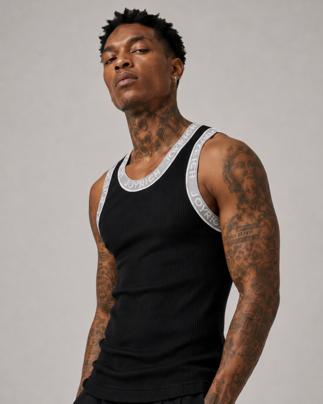 JOYRICH LOGO BAND THERMAL TANK in BLACK 1620101504