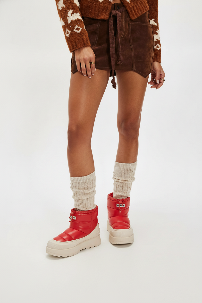 Hunter Women's Amble Waterproof Snow Booties Medium Red HWAMBLE 610