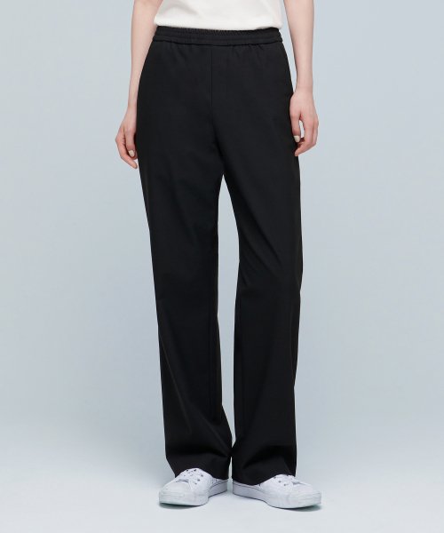 Aplaze Wide Banding Slacks Pants Black Unisex - APLAZE