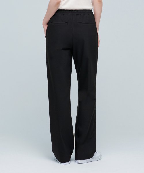 Aplaze Wide Banding Slacks Pants Black Unisex - APLAZE