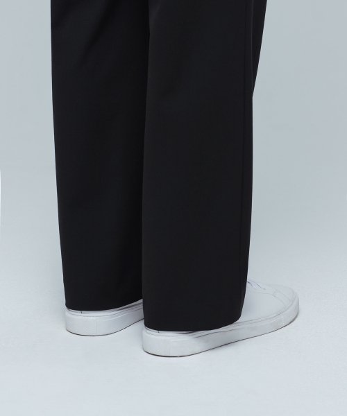 Aplaze Wide Banding Slacks Pants Black Unisex - APLAZE