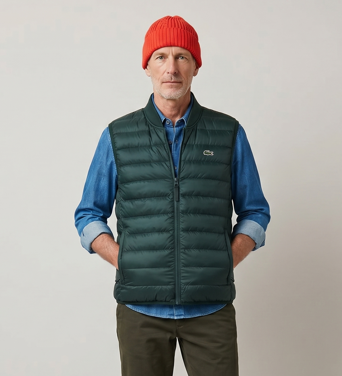 Lacoste Men's Padded Water-Repellent Vest Sinople BH0537 YZP