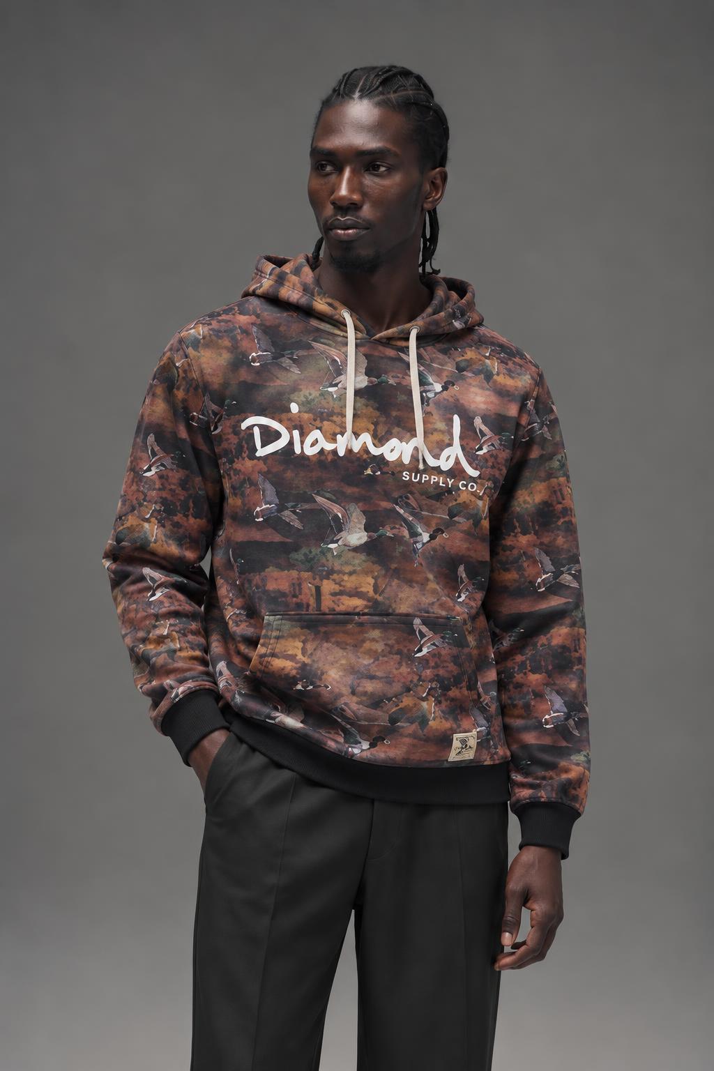 Diamond Supply Pullover Hood In Brown D15DTG02 AI model photo