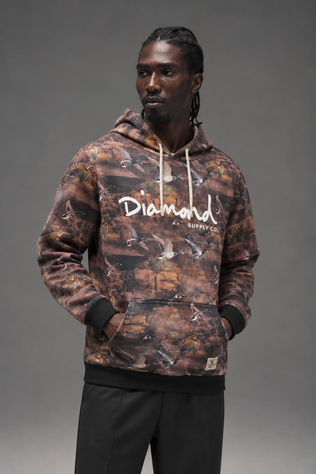 Diamond Supply Pullover Hood In Brown D15DTG02 AI model photo