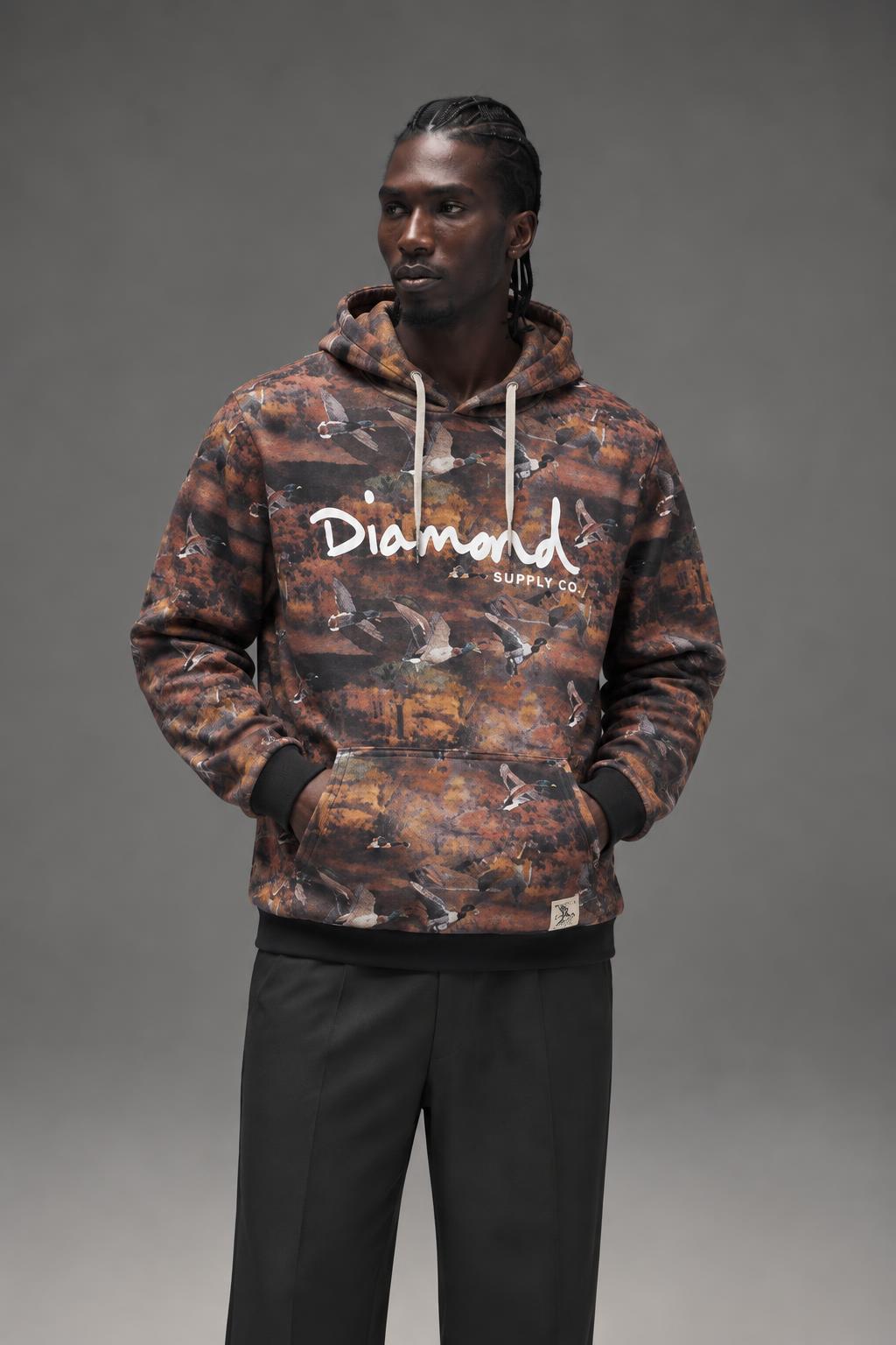 Diamond Supply Pullover Hood In Brown D15DTG02 AI model photo