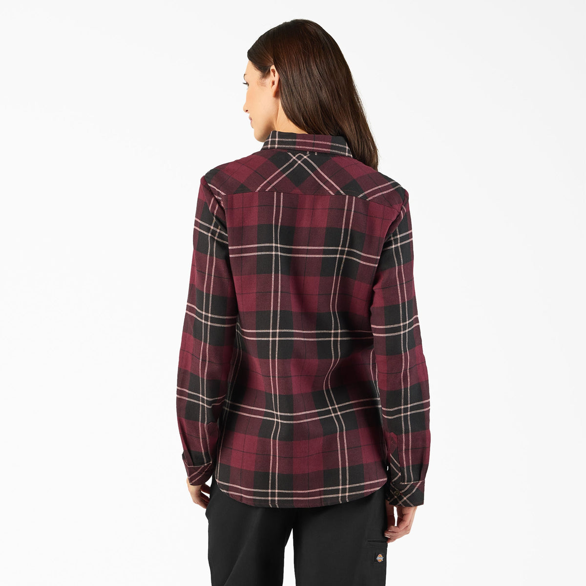 Dickies women's plaid flannel shirt in Fig, back