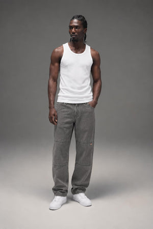 Dickies Mens Relaxed Fit Double Knee Jeans Tinted Gray Wash A4Y3FL22 AI model photo