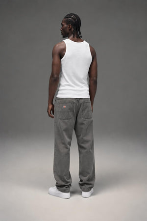 Dickies Mens Relaxed Fit Double Knee Jeans Tinted Gray Wash A4Y3FL22 AI model photo