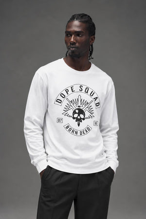 DOPE Squad Crewneck White D0216-J104 AI model photo