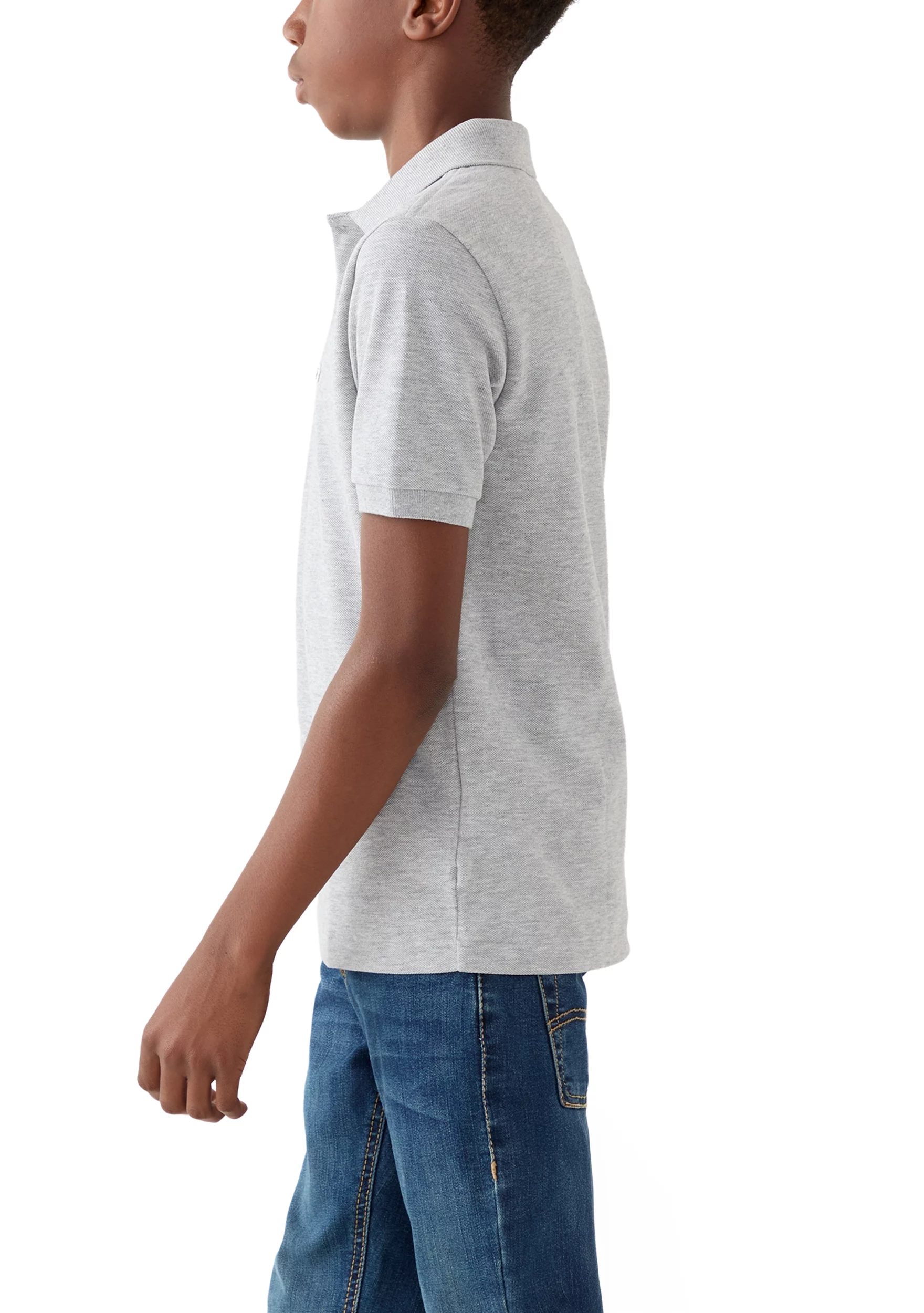 Lacoste Boys Short Sleeve Polo Shirts Argent Chine Heather 947354 GH0