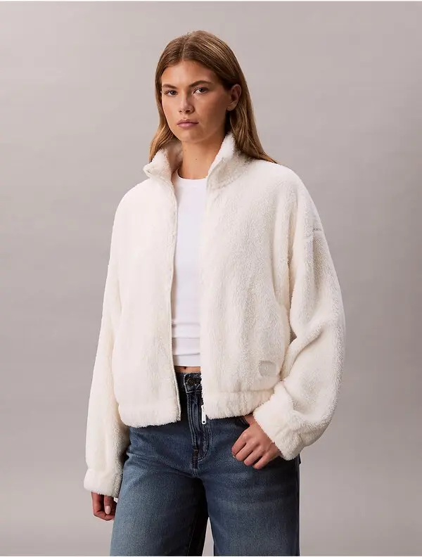 Calvin Klein Women’s Sherpa Jacket Antique White 475006S 100