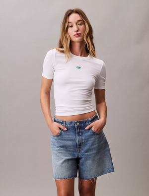 Front close-up of Calvin Klein monogram logo