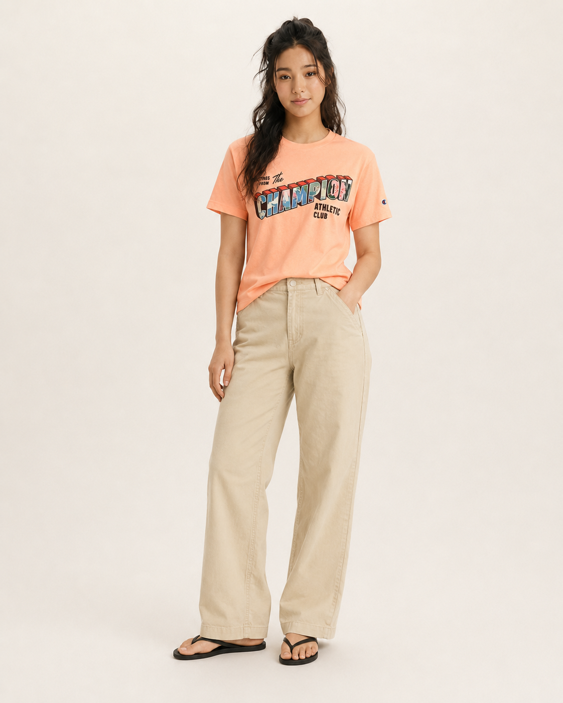 Champion Men's Classic Graphic T-shirt Champion Greetings Washed Melon Heather GT23H 5860DA AZBQ