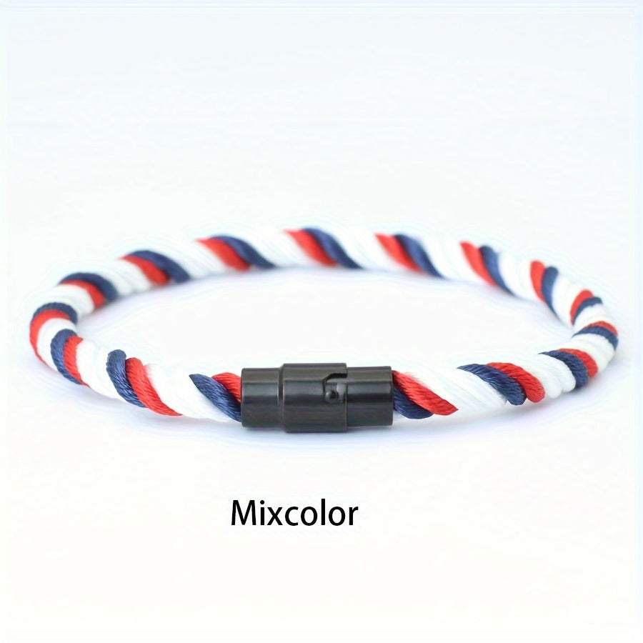 Aplaze  Men's Nautical Rope Bracelet with Black Buckle