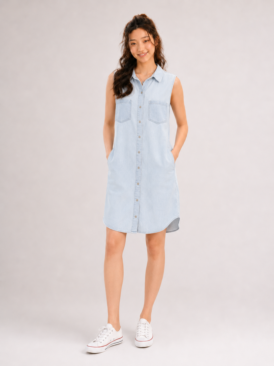 Wax Jean Women's Denim Sleeveless One-Piece Dress Light 90035 LIT