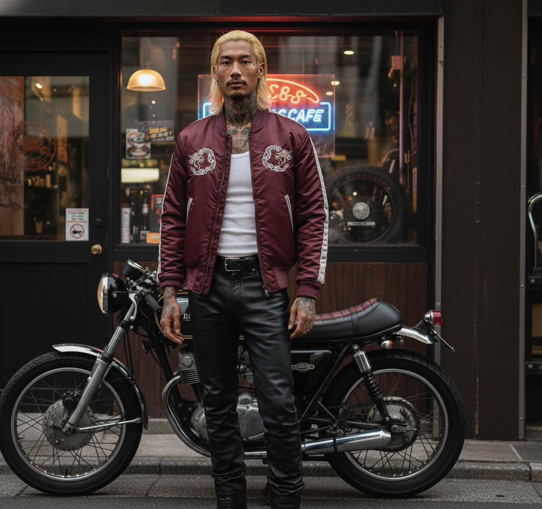 Schott NYC Men's Nylon Tour Jacket Burgundy 9630