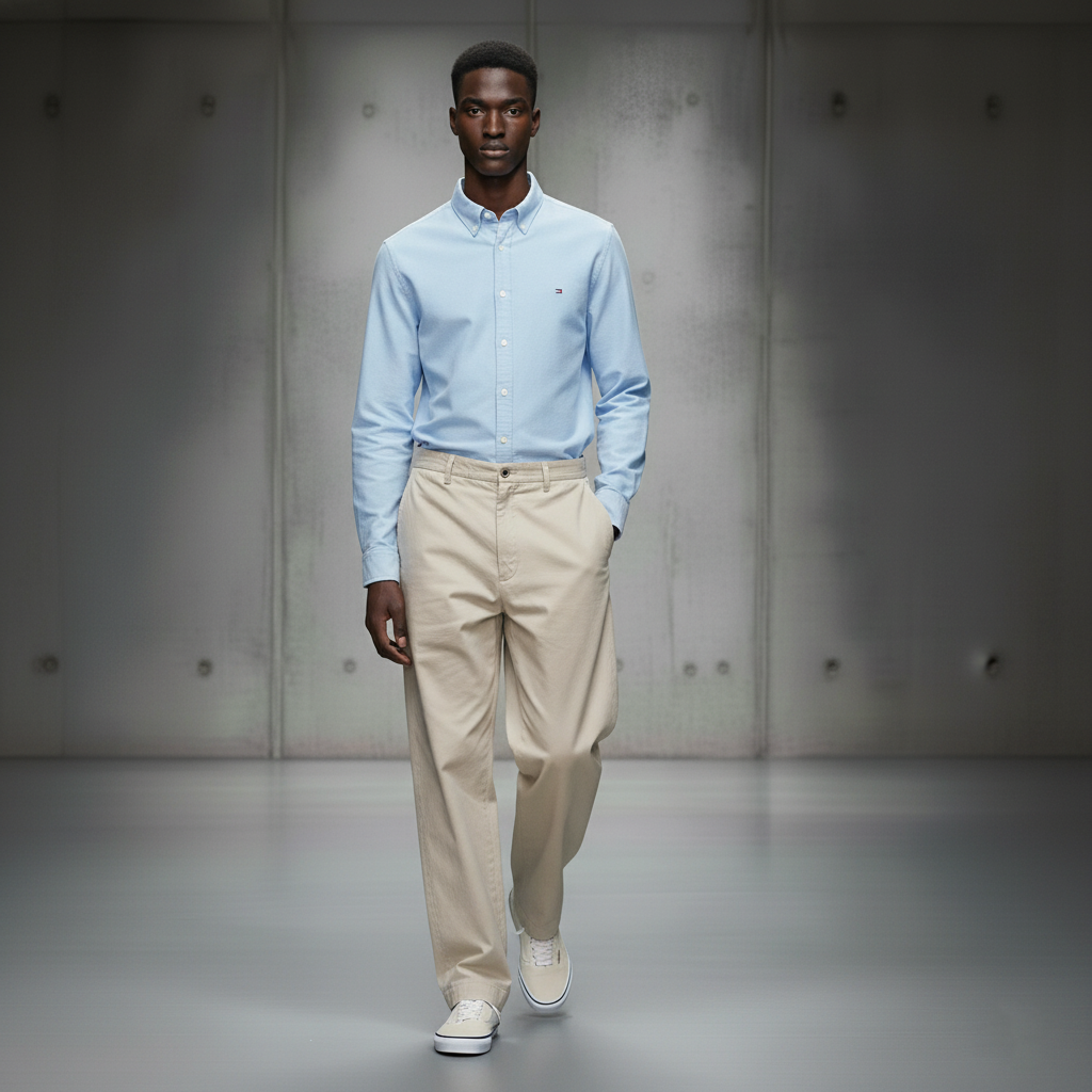 Tommy Hilfiger Custom Fit Shirt In Classic Cotton Collection Blue 78B7122 495