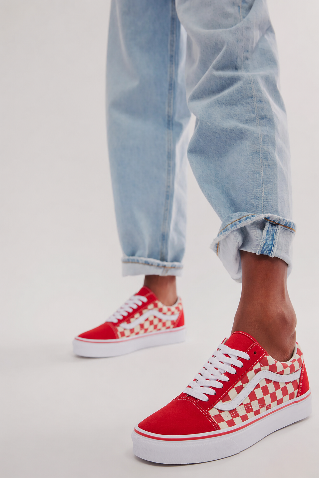 Vans Primary Check Old Skool Shoe Red/White VN0A38G1P0T