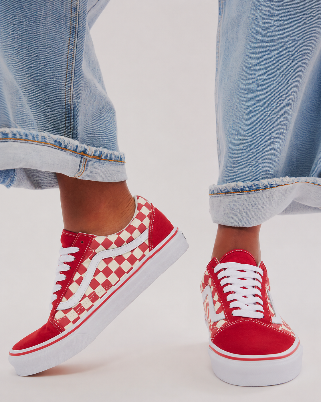 Vans Primary Check Old Skool Shoe Red/White VN0A38G1P0T