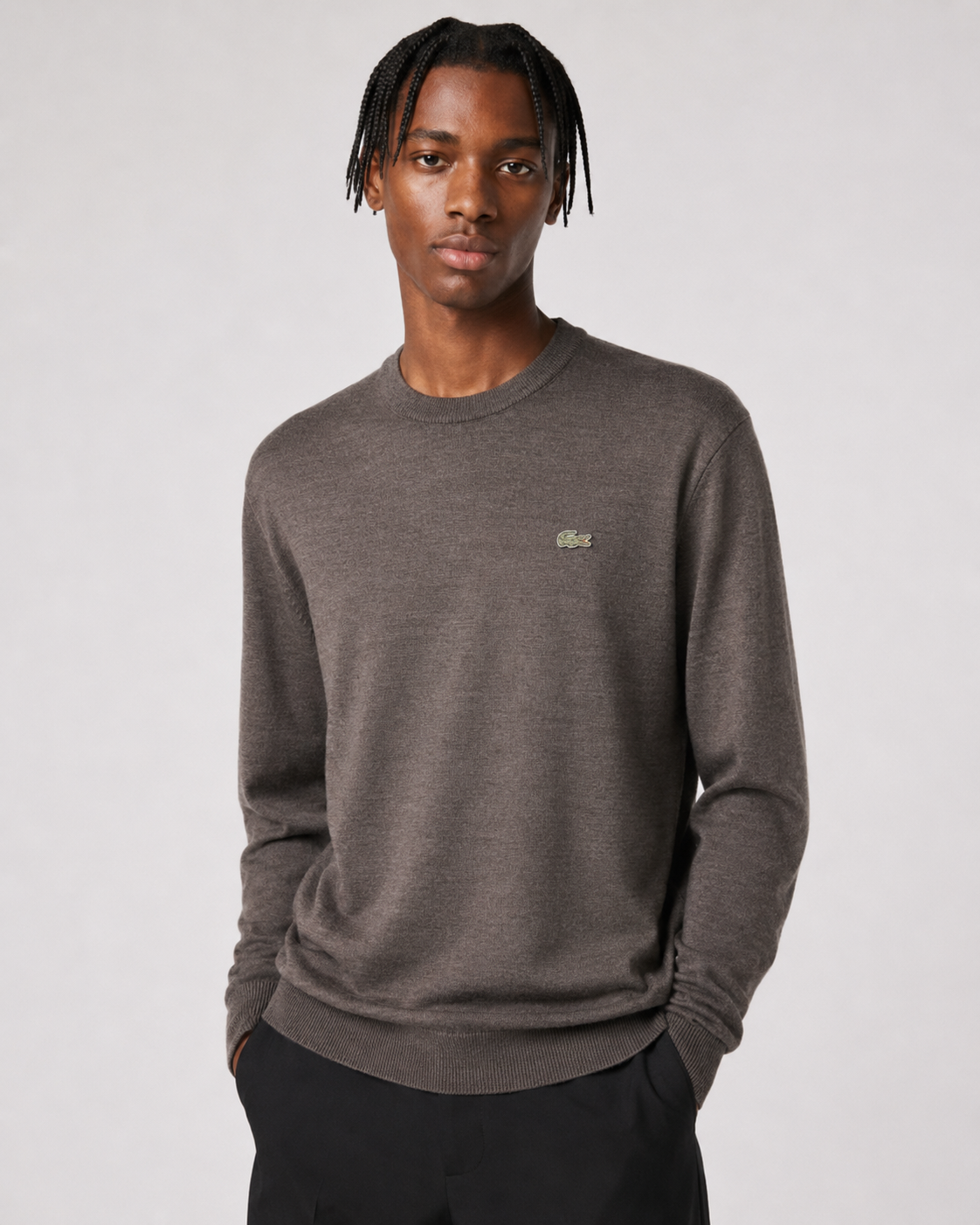 Lacoste Men’s Merino Wool Crew Neck Sweater Brown AH1969-51 ZBC
