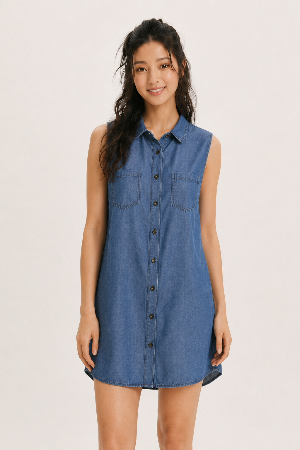 Wax Jean Women's Denim Sleeveless One-Piece Dress Dark Denim 90035 DEN