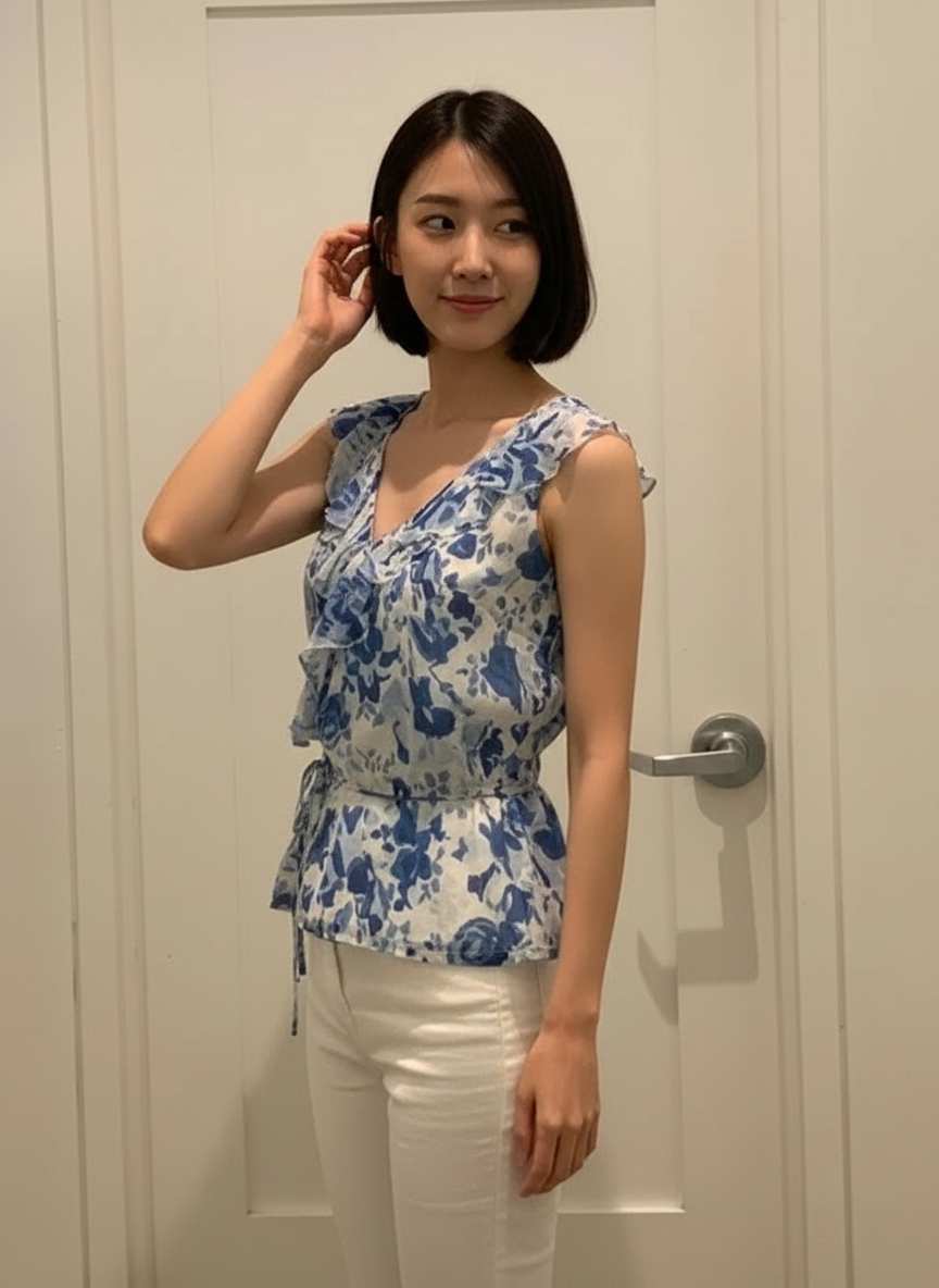 Polo Ralph Lauren Women's Flower Pattern Sleeveless Blouse Blue 211751687001 B14