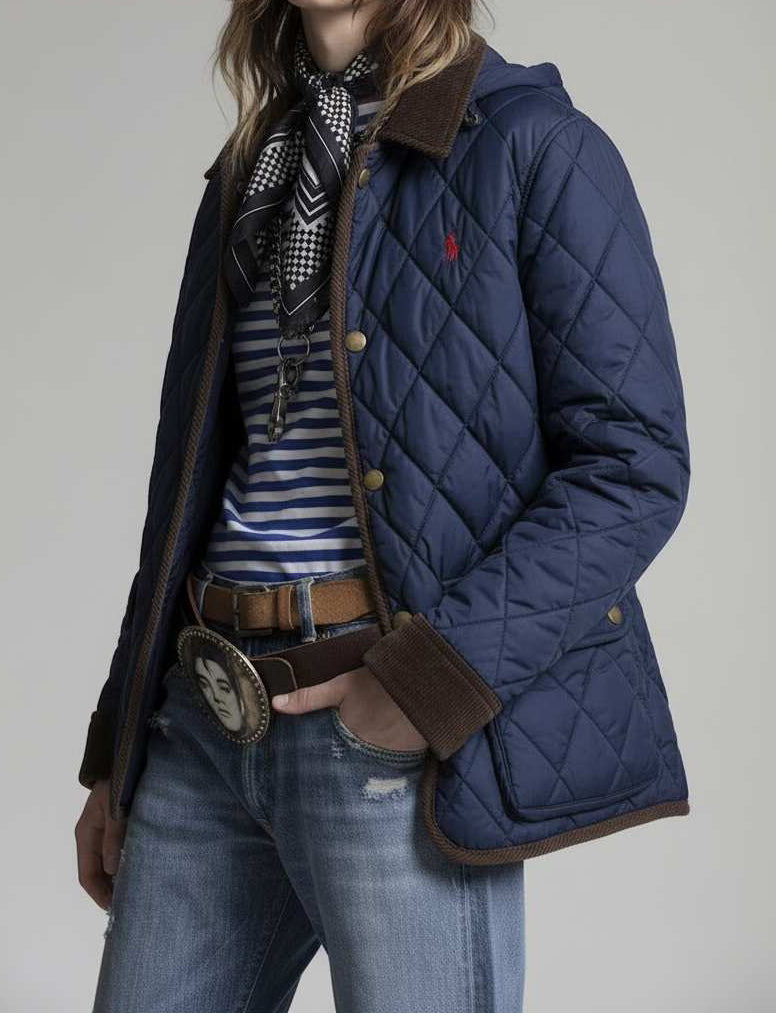 Polo Ralph Lauren Women's Water- Repellent Hooded Barn Jacket Navy 323880396002 B2