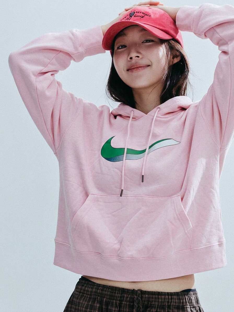 Nike Women's NSW Icon Clash Fleece Hoodie Pink CU5108 663 N3