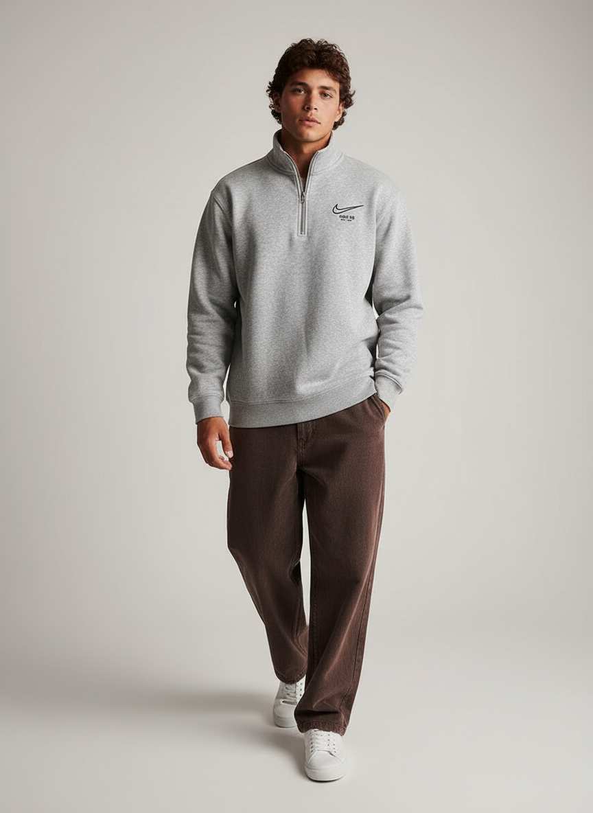 Nike Men's SB Half Zip Skate Fleece Sweatshir Dark Grey Heather DA4266 063 N3