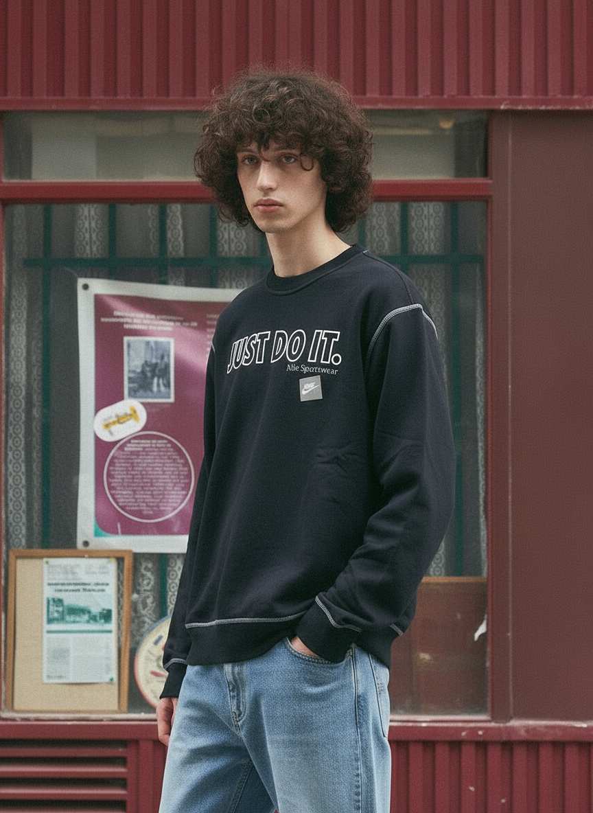 Nike Men's Sportswear Just Do It Crewneck Sweatshir Black DD6196 010 N2