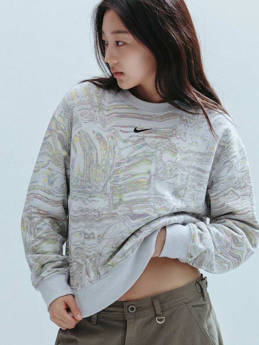 Nike Women's Sportswear Dance Fleece Crewneck Sweatshir White DJ4119 100 N1