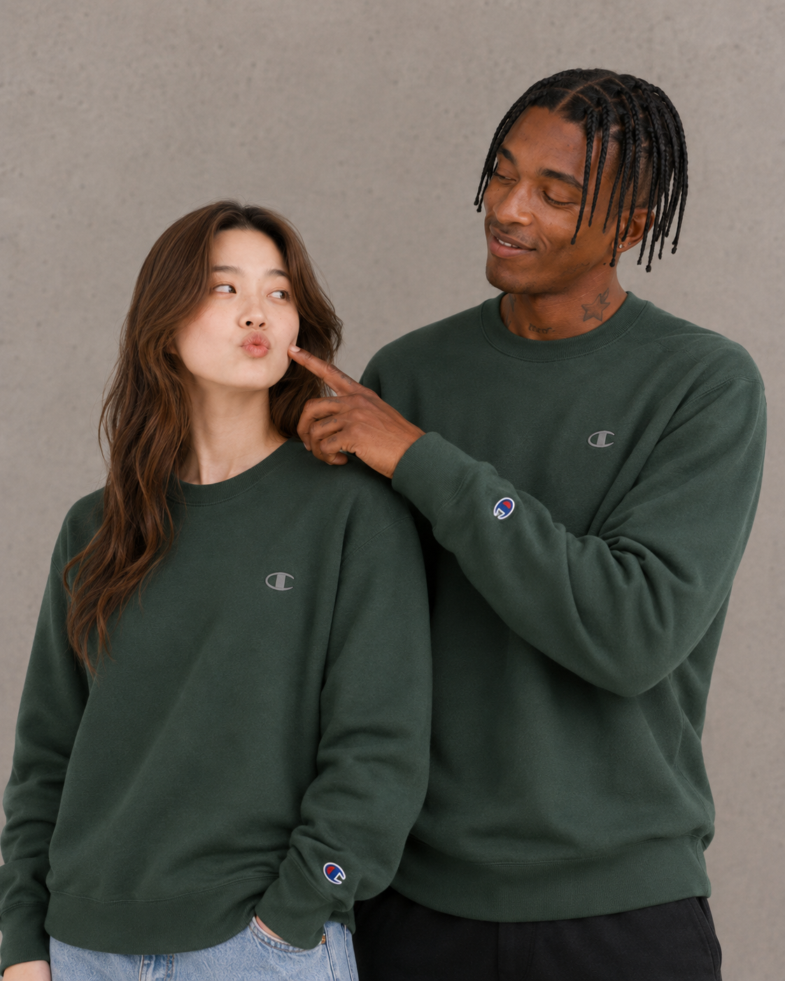 Champion Powerblend Fleece Crew C Logo Dark Green S0888 407D55 014