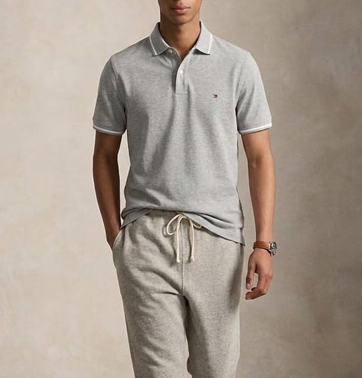 Tommy Hilfiger Men's Richard Tipped Short Sleeve Polo CF BC16 Grey 78J8752 031