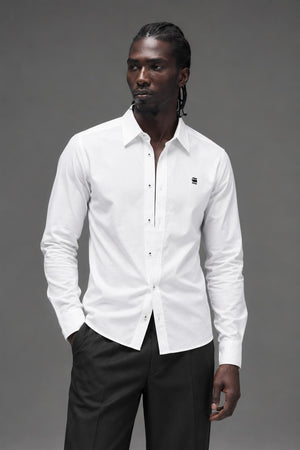 G STAR RAW CL BASE CORE SHIRT LONG SLEEVE WHITE   83900.3315.110 AI model photo