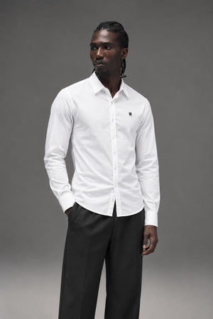 G STAR RAW CL BASE CORE SHIRT LONG SLEEVE WHITE   83900.3315.110 AI model photo