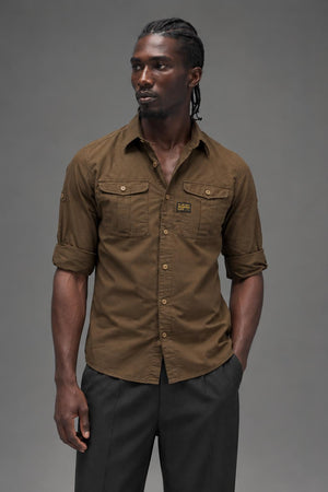 G STAR RAW NEW ATHAN SHIRT L/S WILD OLIVE   83014.2374.1866 AI model photo